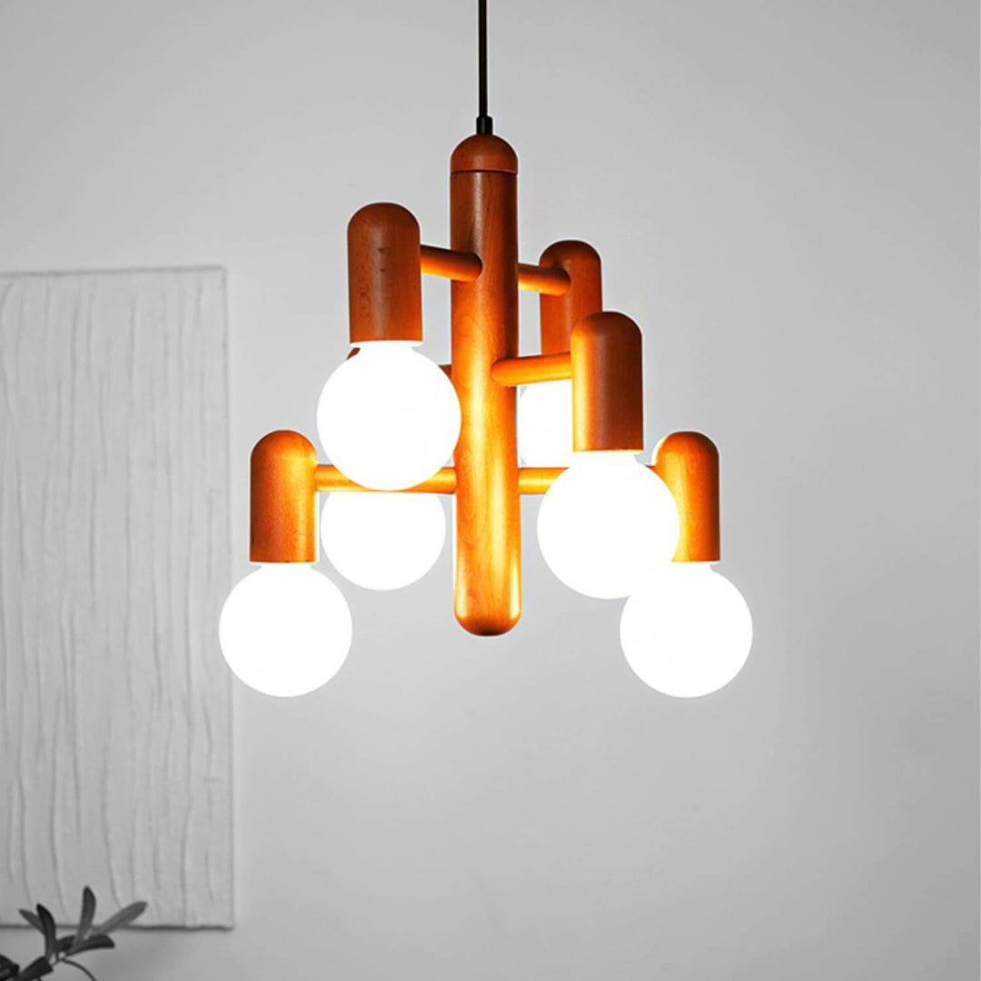 Artju Chandelier - Elegant Beech Wood Design with Six Soft-Light Heads | Vinlighting | Vinlighting