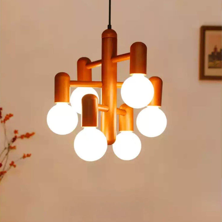 Artju Chandelier - Elegant Beech Wood Design with Six Soft-Light Heads | Vinlighting | Vinlighting