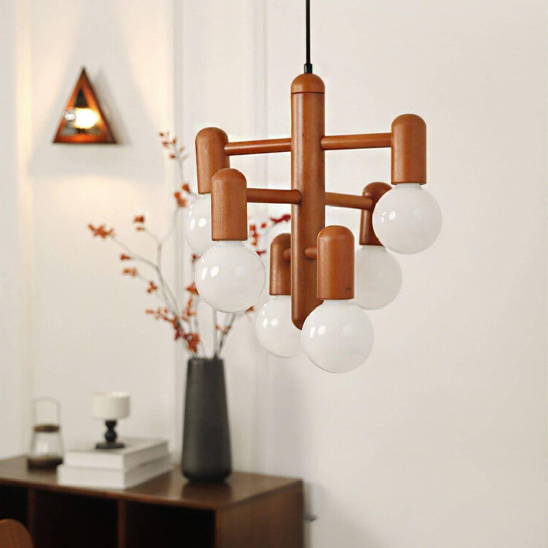 Artju Chandelier - Elegant Beech Wood Design with Six Soft-Light Heads | Vinlighting | Vinlighting