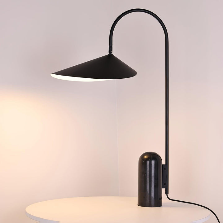 Arum Table Lamp, a black modern marble table lamp ideal for office and modern living room decor.