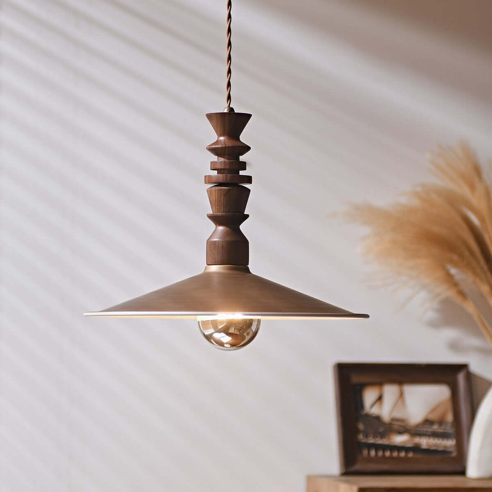 Ballet Air Chandelier โ Elegant Walnut & Brass Lighting Fixture | Vinlighting