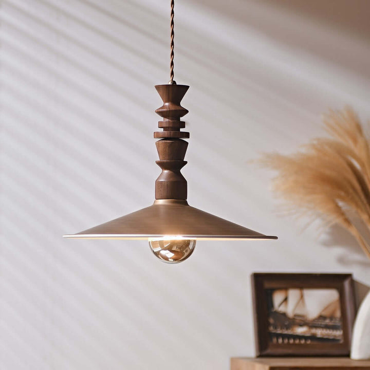 Ballet Air Chandelier โ Elegant Walnut & Brass Lighting Fixture | Vinlighting