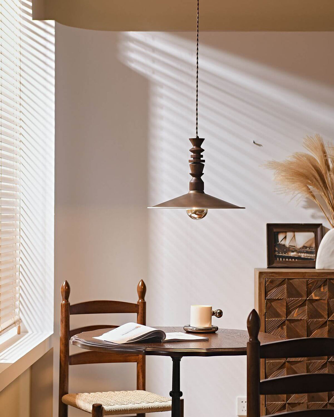 Ballet Air Chandelier โ Elegant Walnut & Brass Lighting Fixture | Vinlighting