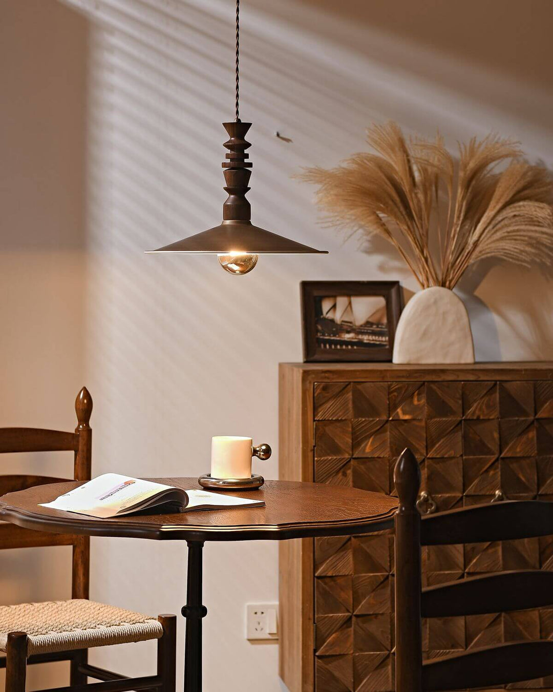 Ballet Air Chandelier โ Elegant Walnut & Brass Lighting Fixture | Vinlighting