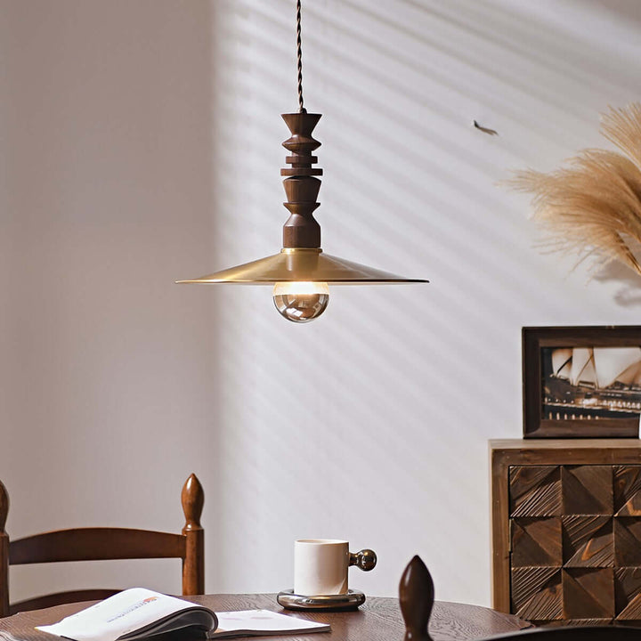 Ballet Air Chandelier โ Elegant Walnut & Brass Lighting Fixture | Vinlighting