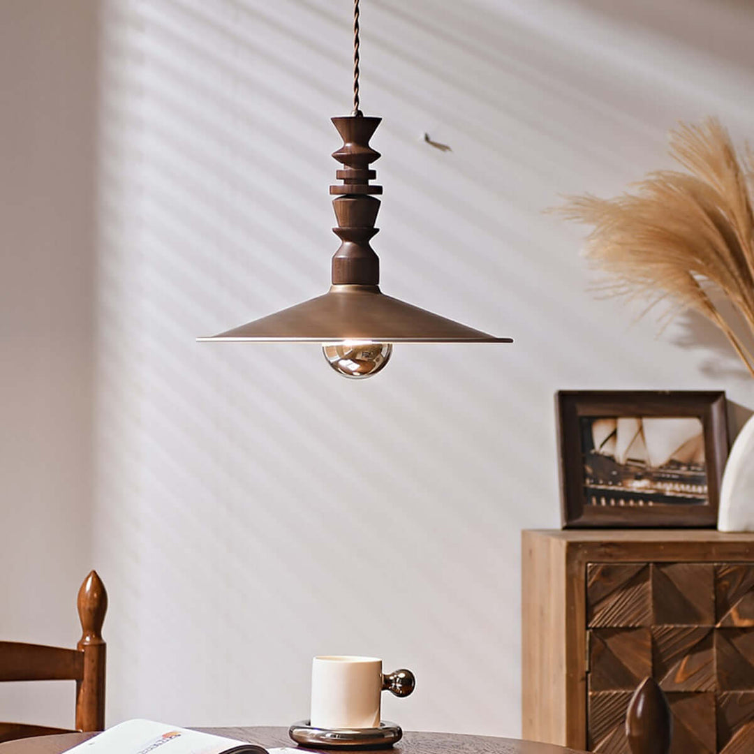 Ballet Air Chandelier โ Elegant Walnut & Brass Lighting Fixture | Vinlighting