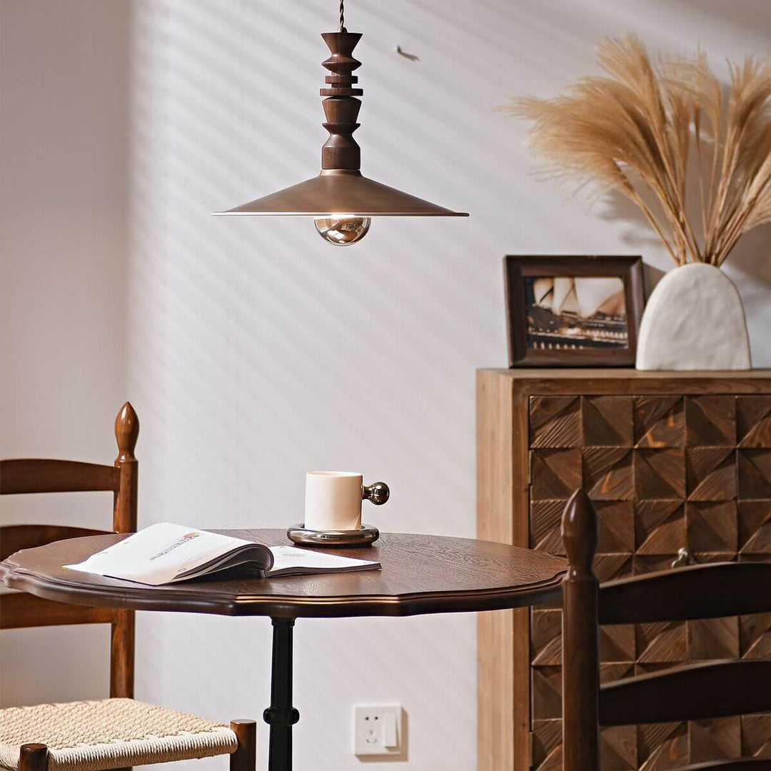 Ballet Air Chandelier โ Elegant Walnut & Brass Lighting Fixture | Vinlighting