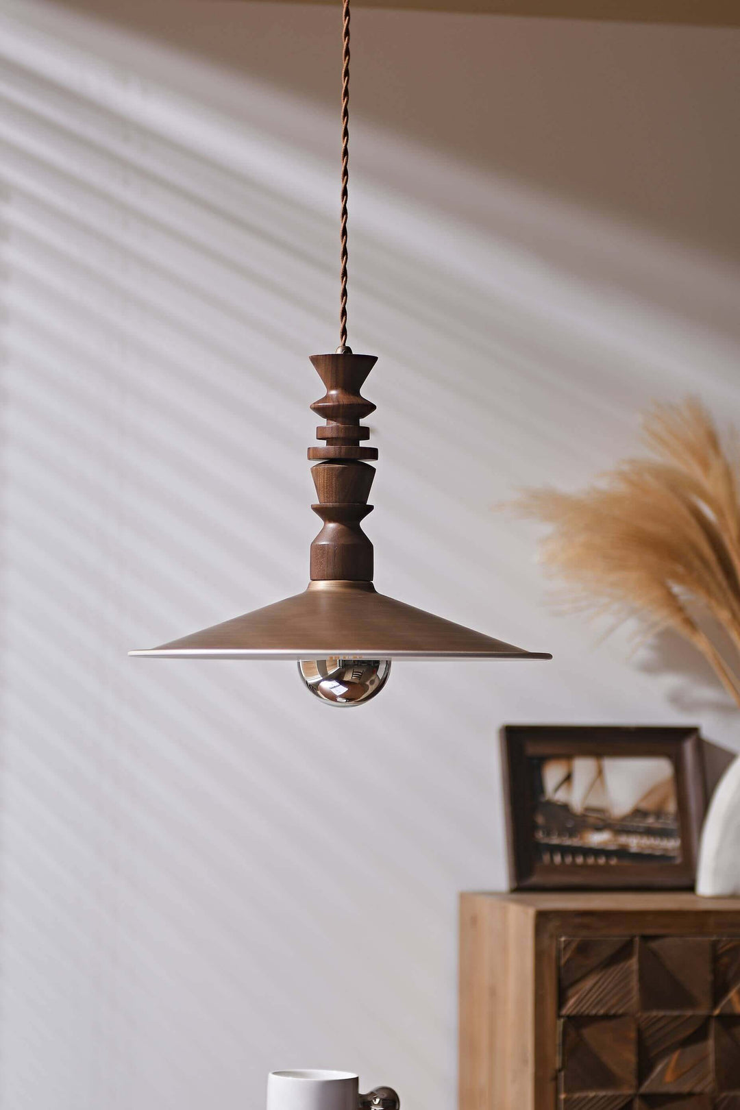Ballet Air Chandelier โ Elegant Walnut & Brass Lighting Fixture | Vinlighting