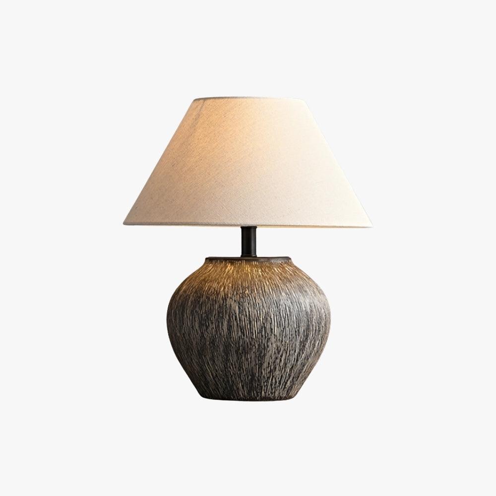 Bayi ceramic table lamp with a textured base and fabric shade, perfect for vintage sofa table lamp styling.