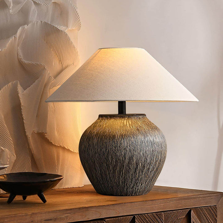 Bayi ceramic table lamp featuring a textured base and a stylish shade, perfect for vintage or sofa table lamps.