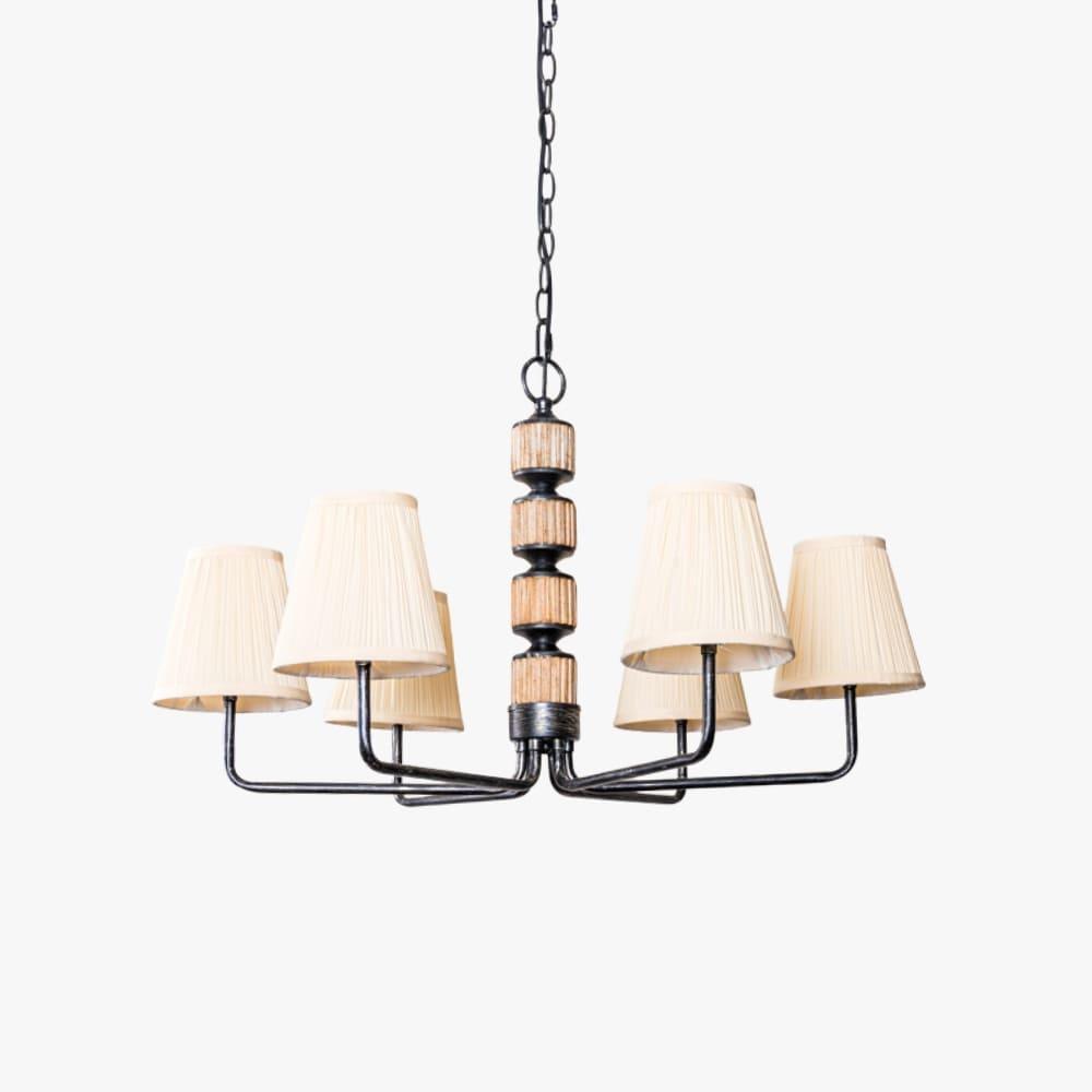 Beasley Chandelier – Elegant Wrought Iron & Fabric Drum Shade | Vinlighting | Vinlighting