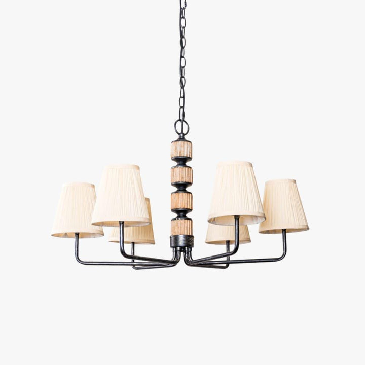 Beasley Chandelier – Elegant Wrought Iron & Fabric Drum Shade | Vinlighting | Vinlighting