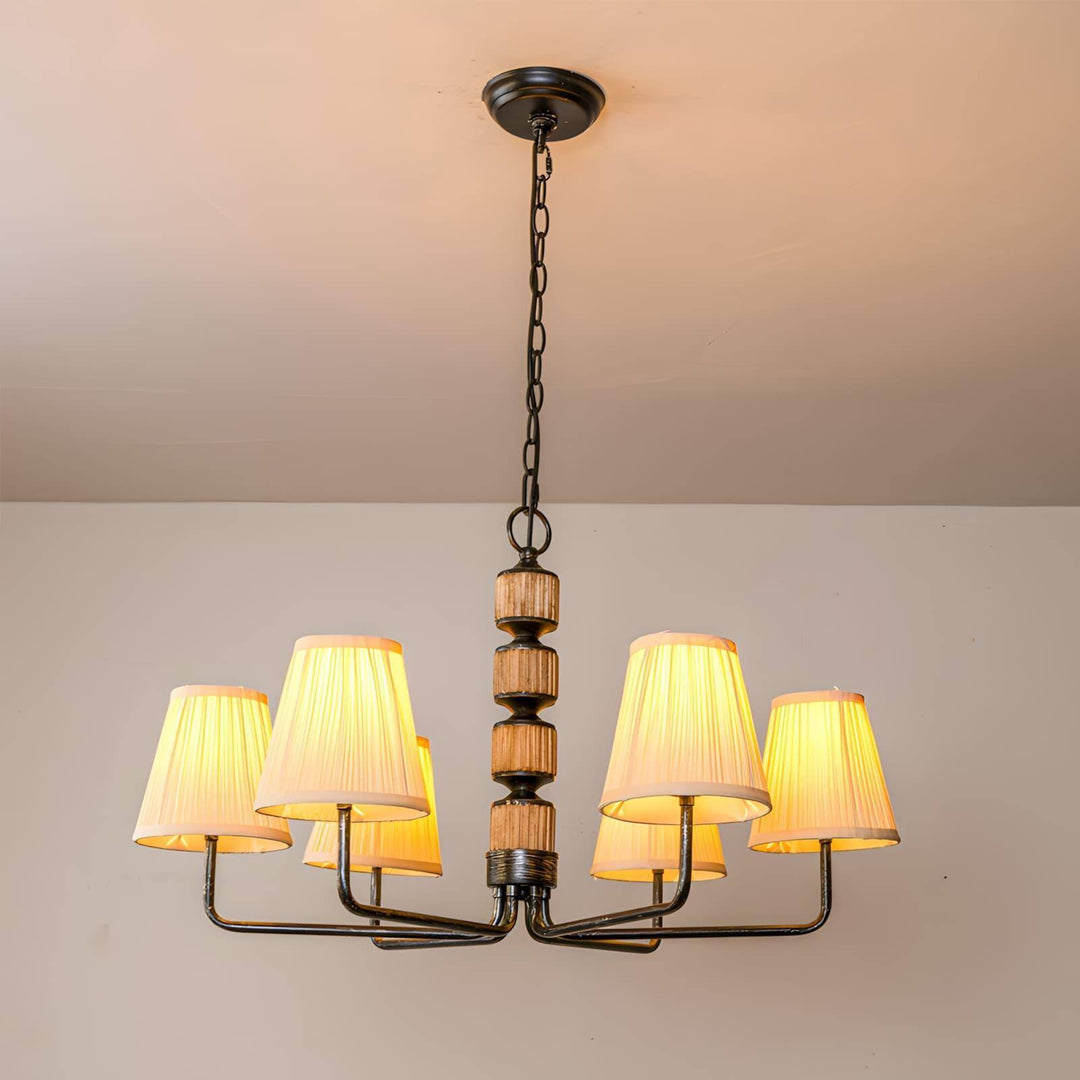 Beasley Chandelier – Elegant Wrought Iron & Fabric Drum Shade | Vinlighting | Vinlighting