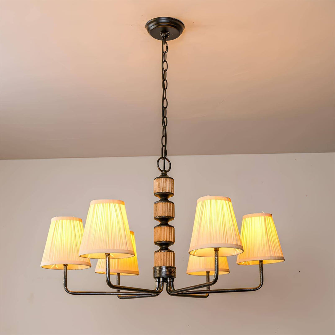 Beasley Chandelier – Elegant Wrought Iron & Fabric Drum Shade | Vinlighting | Vinlighting