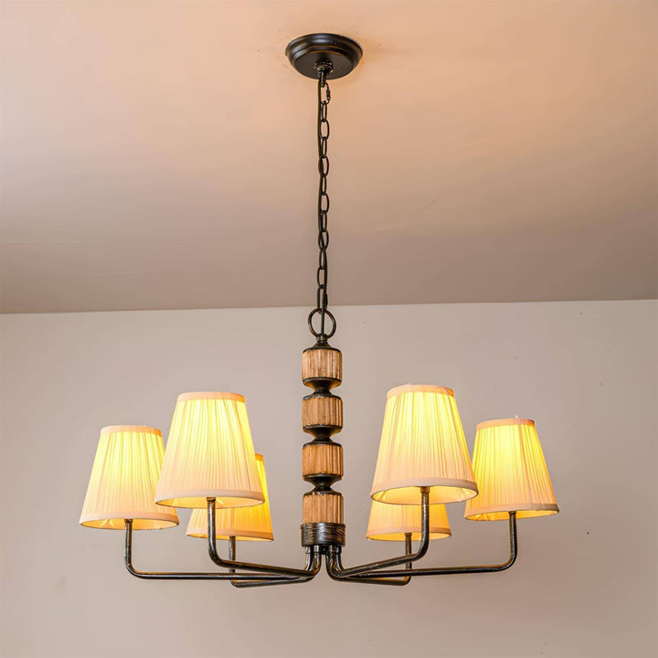 Beasley Chandelier – Elegant Wrought Iron & Fabric Drum Shade | Vinlighting | Vinlighting