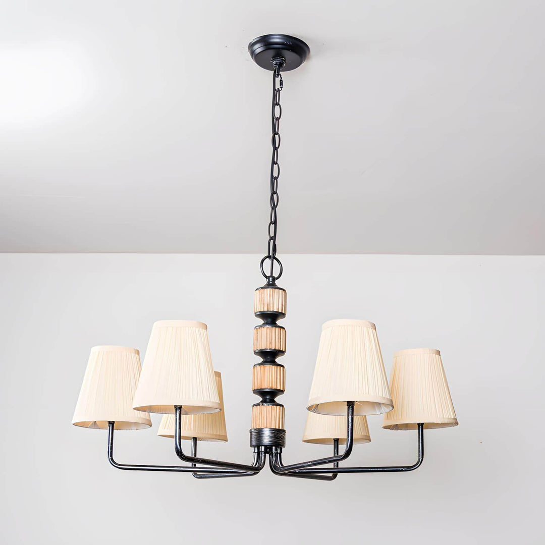 Beasley Chandelier – Elegant Wrought Iron & Fabric Drum Shade | Vinlighting | Vinlighting