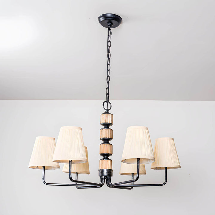 Beasley Chandelier – Elegant Wrought Iron & Fabric Drum Shade | Vinlighting | Vinlighting