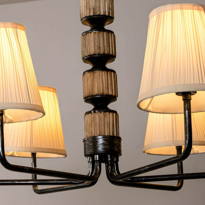 Beasley Chandelier – Elegant Wrought Iron & Fabric Drum Shade | Vinlighting | Vinlighting
