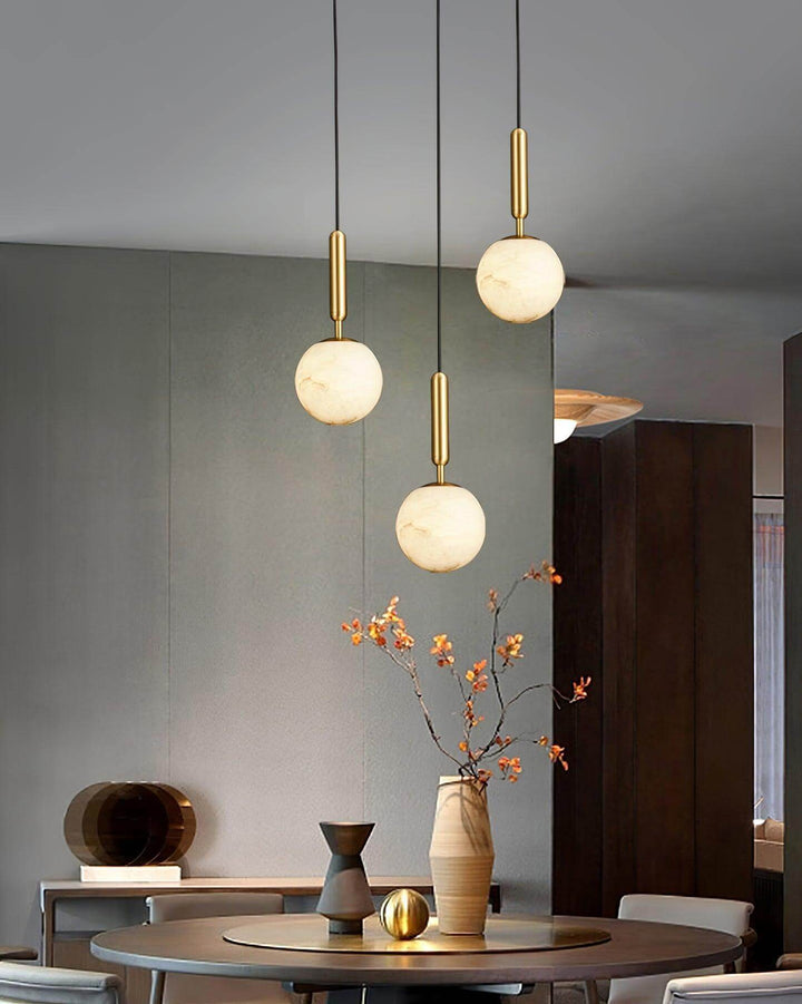 Bosso Pendant Lamp | Small Alabaster & Copper Globe | Vinlighting | Vinlighting | Vinlighting