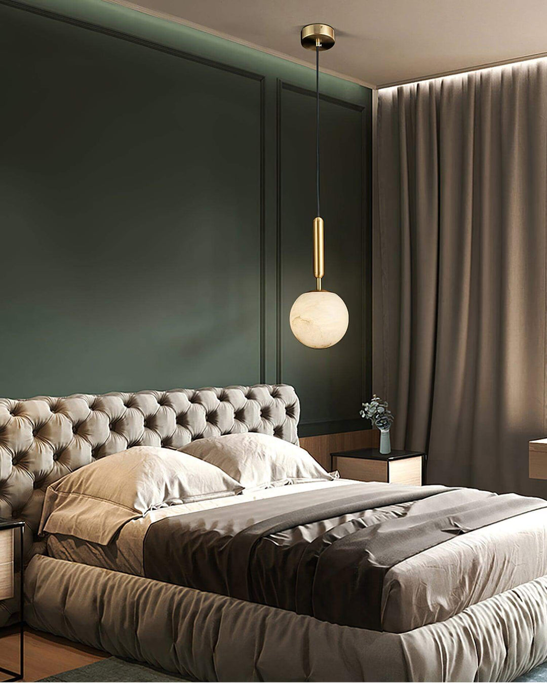 Bosso Pendant Lamp | Small Alabaster & Copper Globe | Vinlighting | Vinlighting | Vinlighting