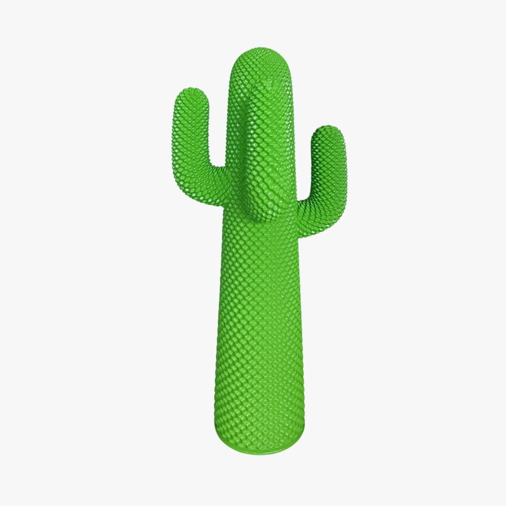 Vibrant green cactus sculpture, an art deco floor lamp, ideal for stylish living room lighting.