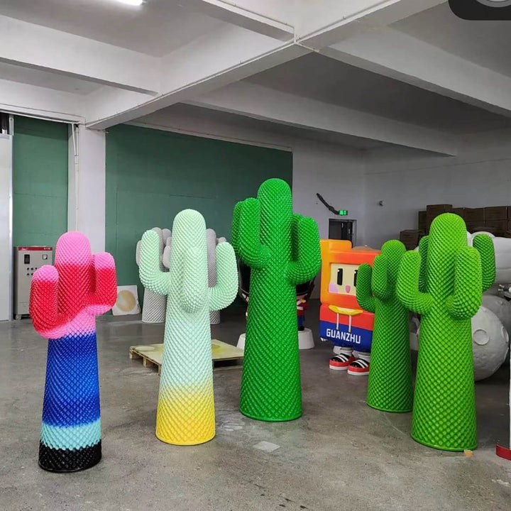 Colorful cactus sculptures in a modern space, ideal for enhancing decor with playful art deco style.