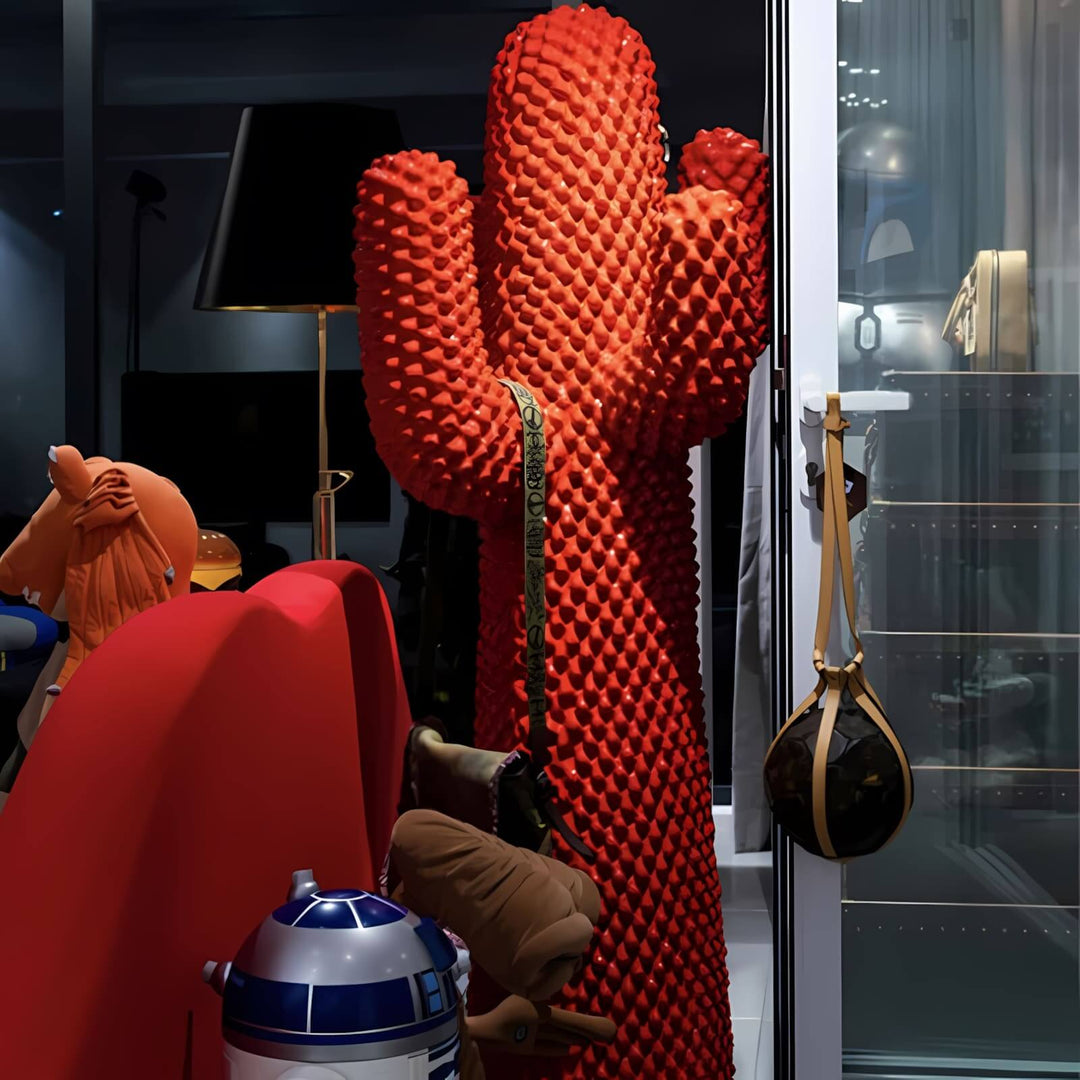 Colorful cactus sculpture floor lamp, perfect for adding art deco style to living room lighting decor.