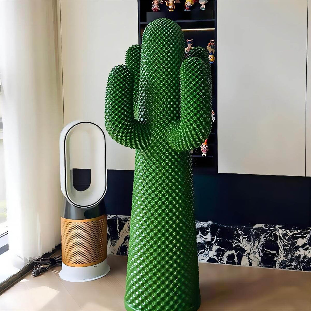 Stylish cactus sculpture floor lamp, adding a unique art deco touch to your living room decor.