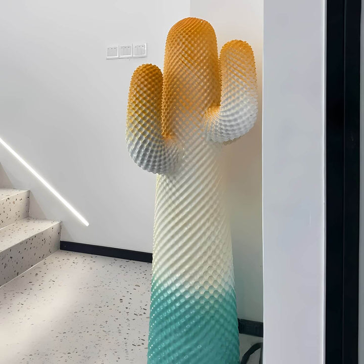 Cactus sculpture floor lamp, a stylish art deco addition for modern living rooms, featuring a unique gradient design.