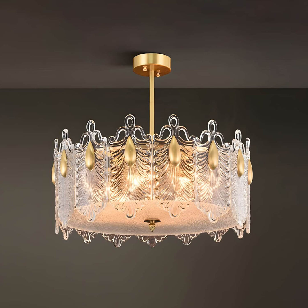 Calyra Chandelier - Modern Brass & Crystal Glass Lighting Fixture