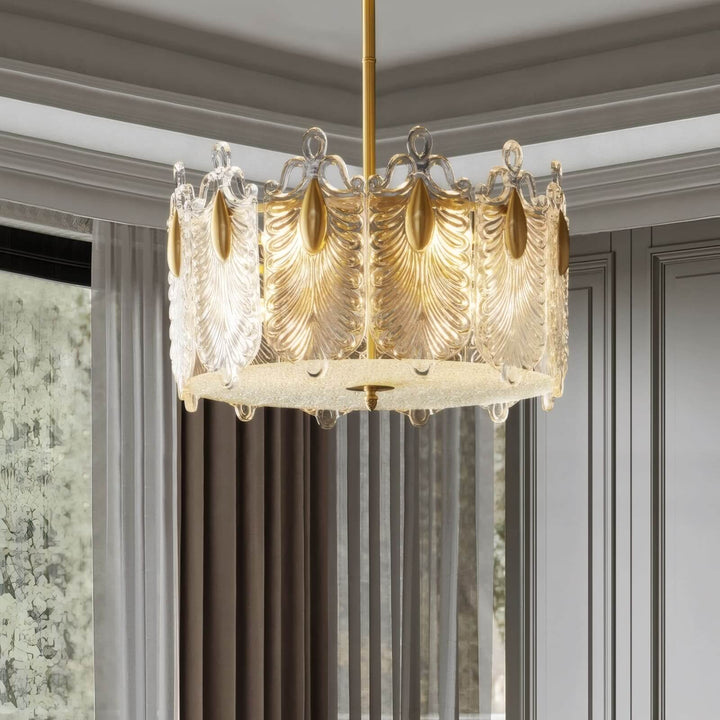 Calyra Chandelier - Modern Brass & Crystal Glass Lighting Fixture