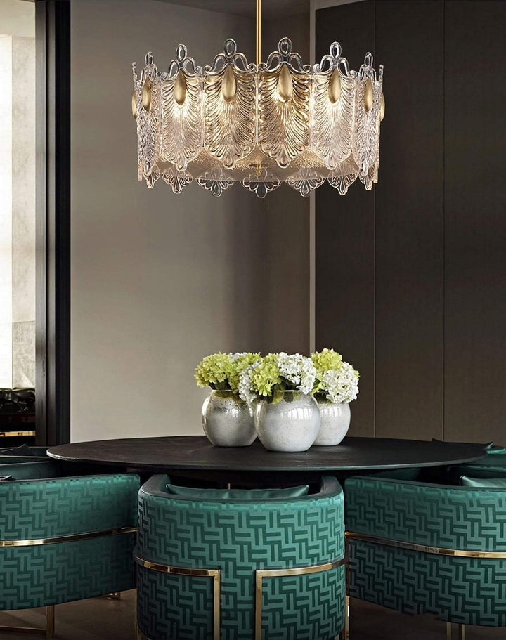 Calyra Chandelier - Modern Brass & Crystal Glass Lighting Fixture