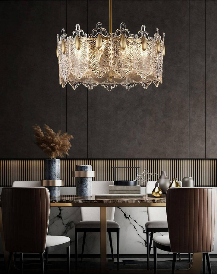 Calyra Chandelier - Modern Brass & Crystal Glass Lighting Fixture