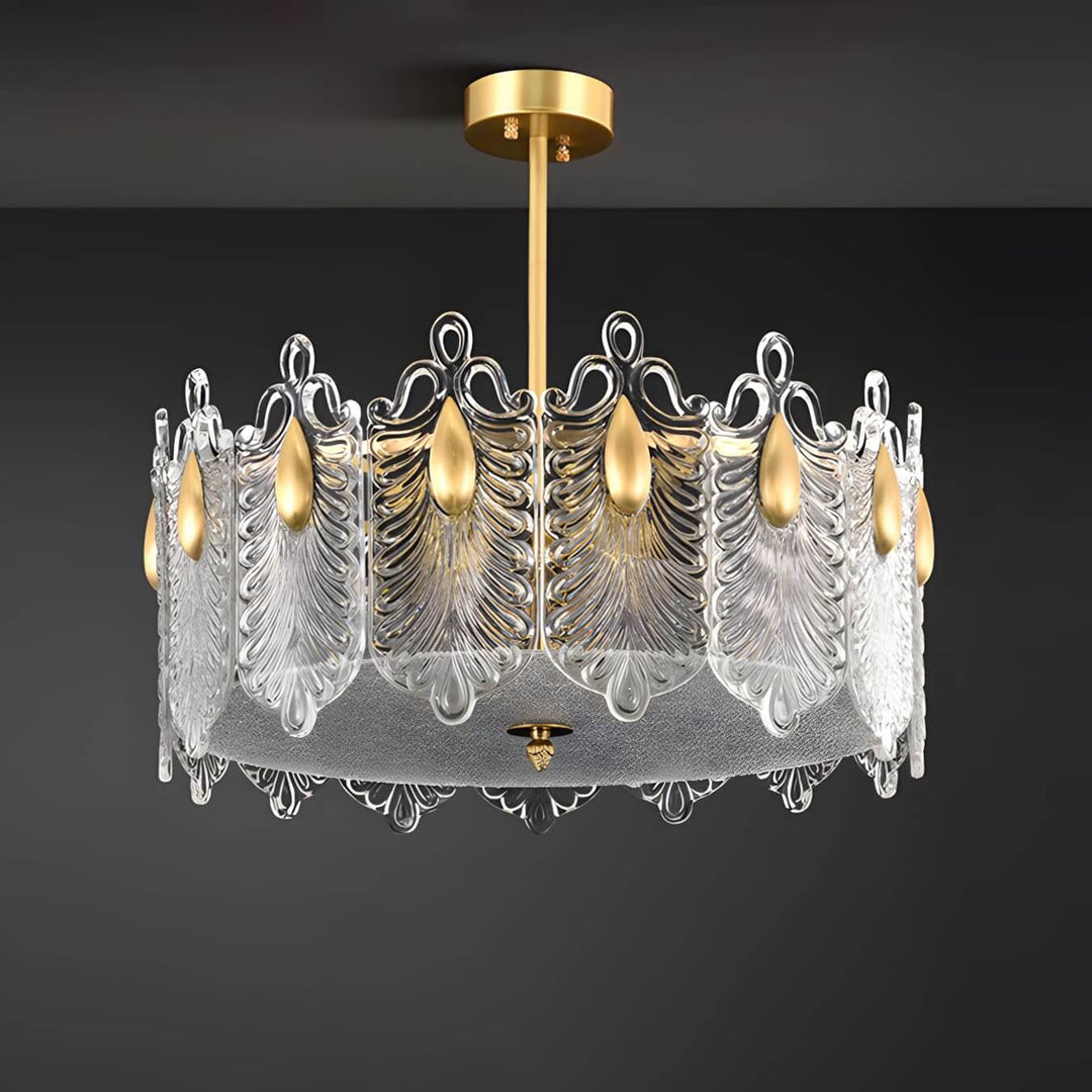 Calyra Chandelier - Modern Brass & Crystal Glass Lighting Fixture