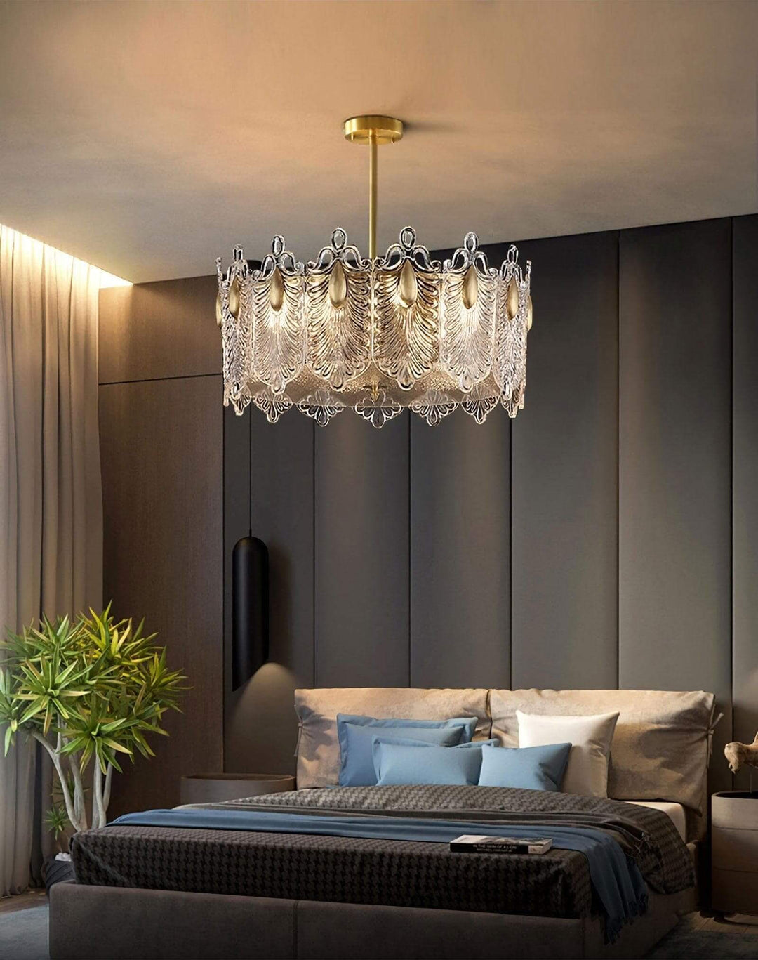 Calyra Chandelier - Modern Brass & Crystal Glass Lighting Fixture