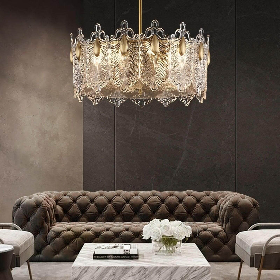 Calyra Chandelier - Modern Brass & Crystal Glass Lighting Fixture