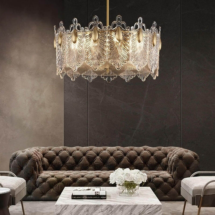 Calyra Chandelier - Modern Brass & Crystal Glass Lighting Fixture