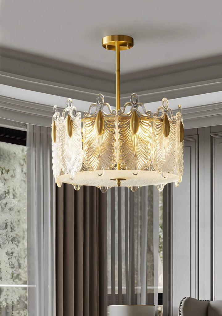 Calyra Chandelier - Modern Brass & Crystal Glass Lighting Fixture