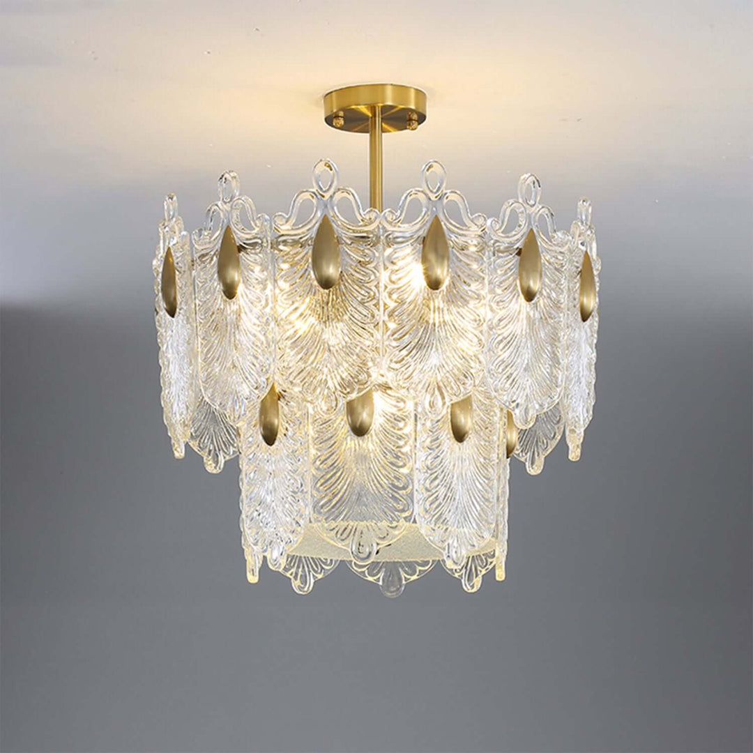 Calyra Chandelier - Modern Brass & Crystal Glass Lighting Fixture