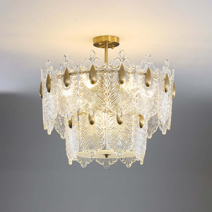 Calyra Chandelier - Modern Brass & Crystal Glass Lighting Fixture
