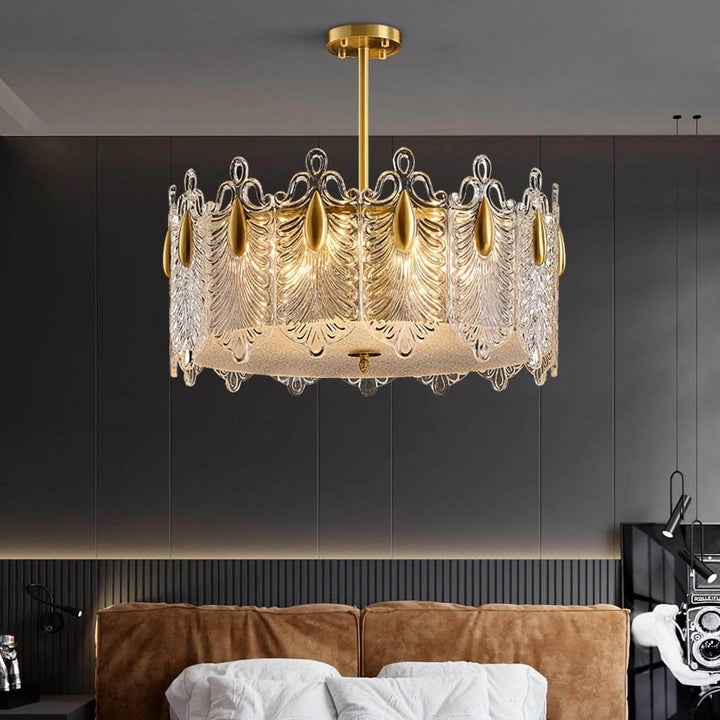 Calyra Chandelier - Modern Brass & Crystal Glass Lighting Fixture