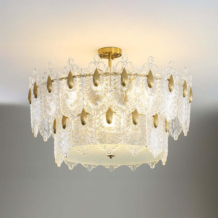 Calyra Chandelier - Modern Brass & Crystal Glass Lighting Fixture