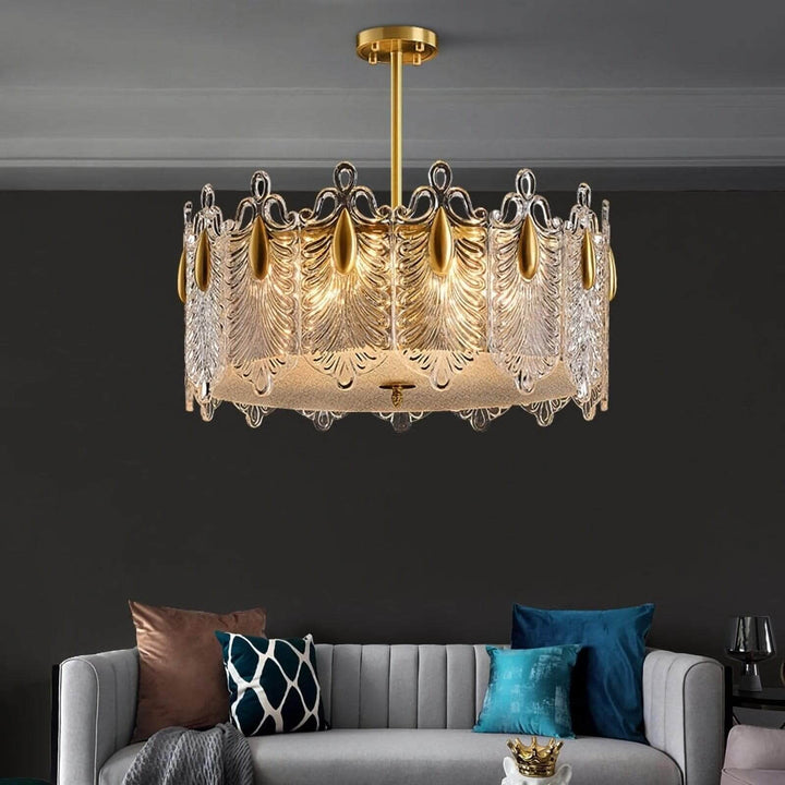 Calyra Chandelier - Modern Brass & Crystal Glass Lighting Fixture