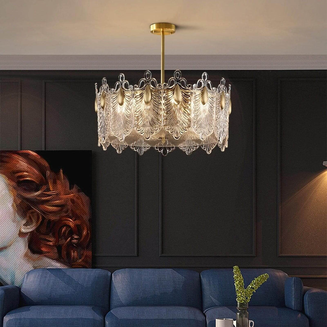 Calyra Chandelier - Modern Brass & Crystal Glass Lighting Fixture