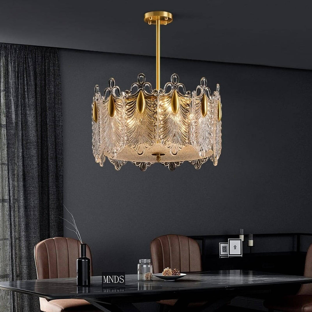 Calyra Chandelier - Modern Brass & Crystal Glass Lighting Fixture