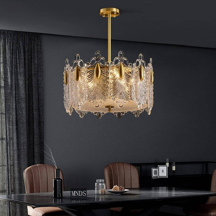 Calyra Chandelier - Modern Brass & Crystal Glass Lighting Fixture
