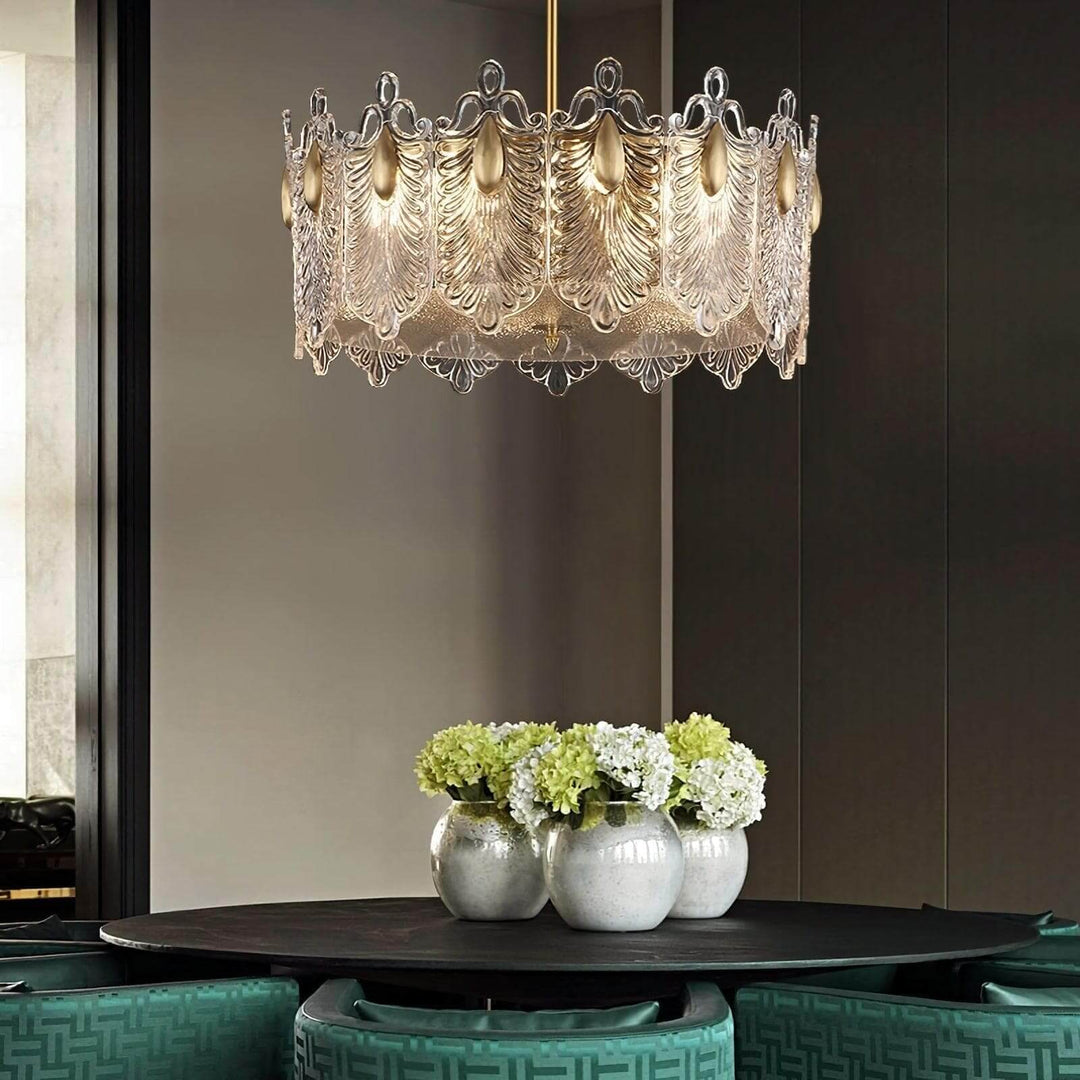 Calyra Chandelier - Modern Brass & Crystal Glass Lighting Fixture