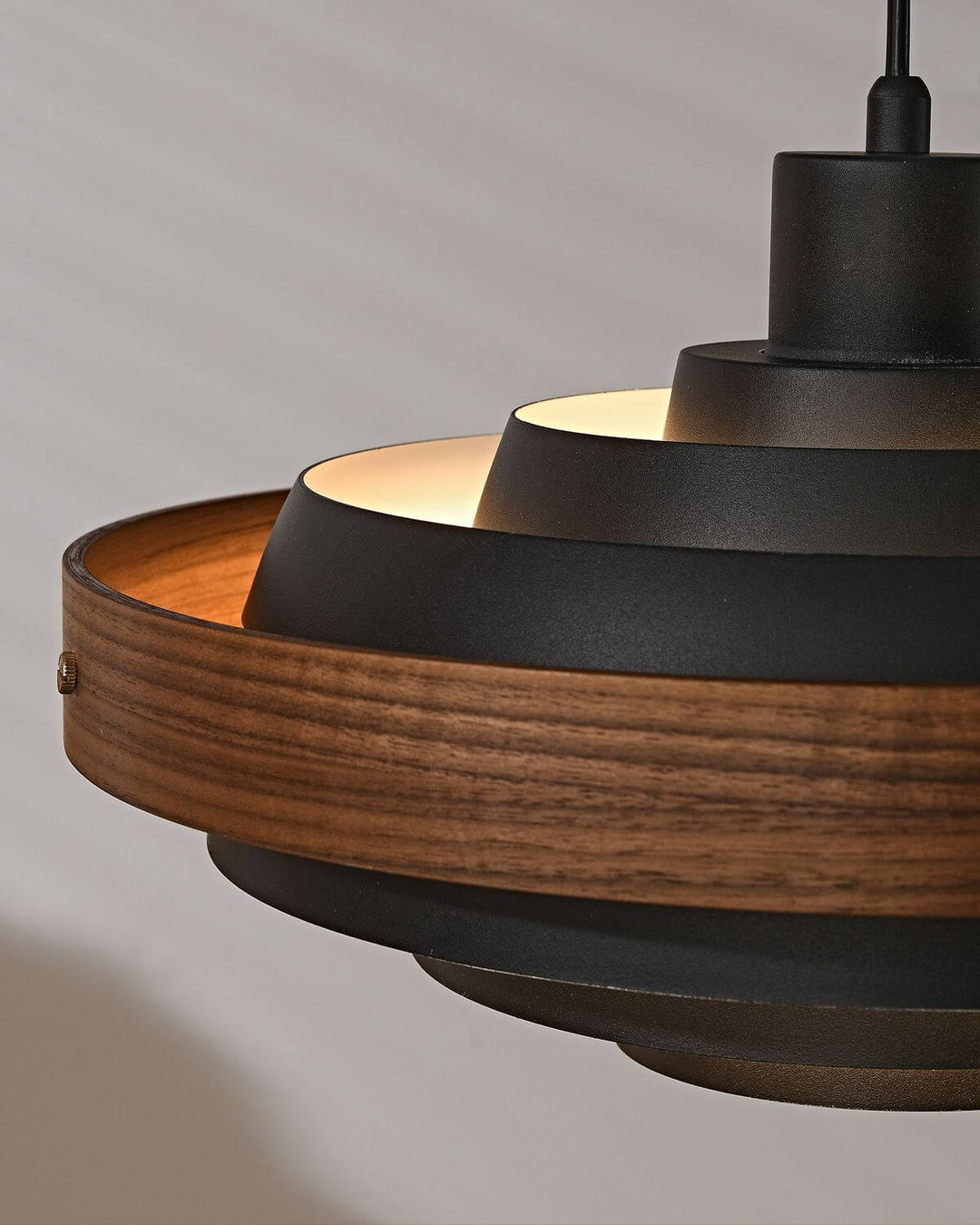 Carmen Swing Arm Pendant Lamp โ Stylish Wood Tiered Pendant Light | Vinlighting