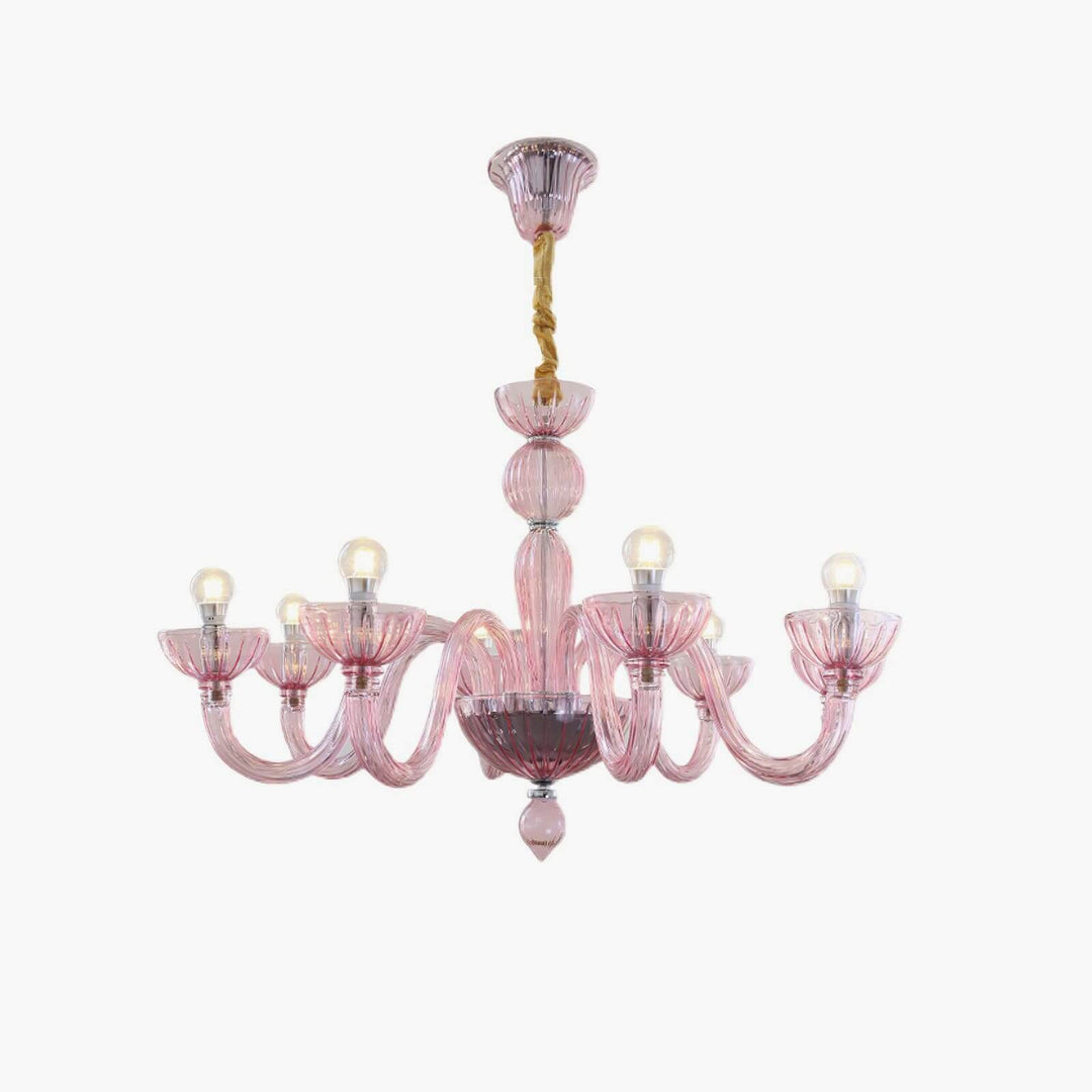 Celestia Candle Style Fluted Glass Chandelier β Vintage Charm