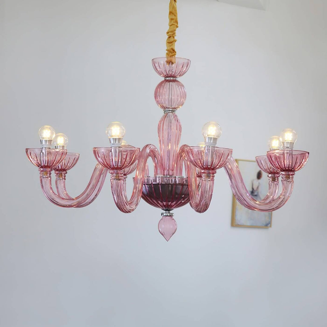 Celestia Candle Style Fluted Glass Chandelier β Vintage Charm
